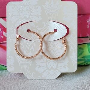 Rose Gold Twisted 1" Hoop Earrings